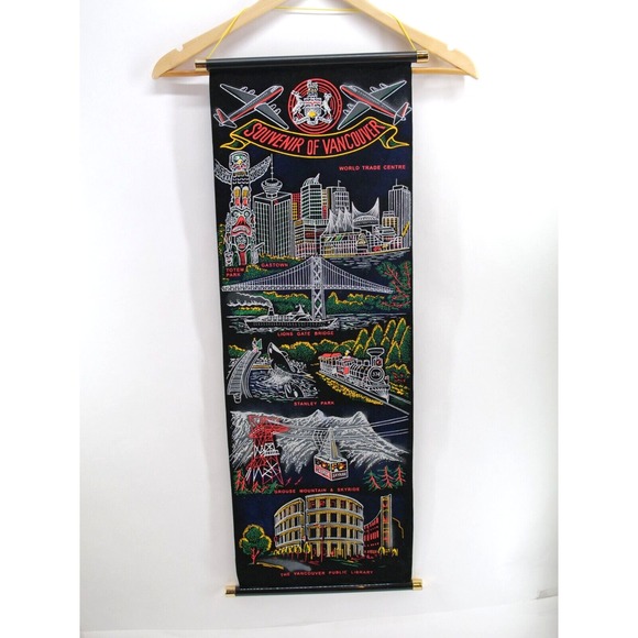 Other - Souvenirs on Vancouver WALL HANGING VINTAGE TAPESTRY world trade center/bridge